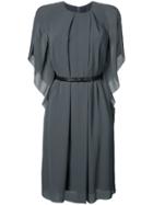 Vera Wang Leather Belt Kimono Dress - Grey