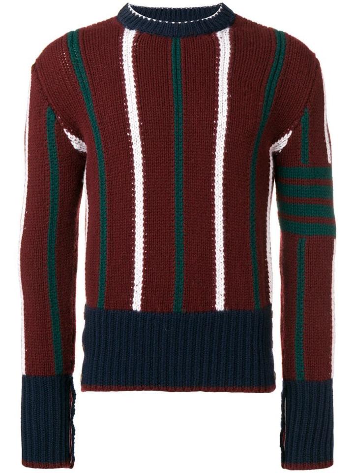 Thom Browne 4-bar Banker Stripe Pullover - Purple