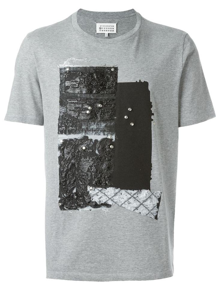 Maison Margiela Textured Print T-shirt, Men's, Size: 52, Grey, Cotton