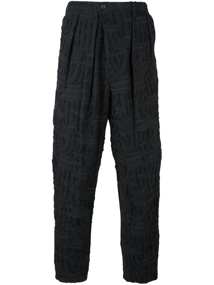 Issey Miyake Men Drop-crotch Jacquard Trousers