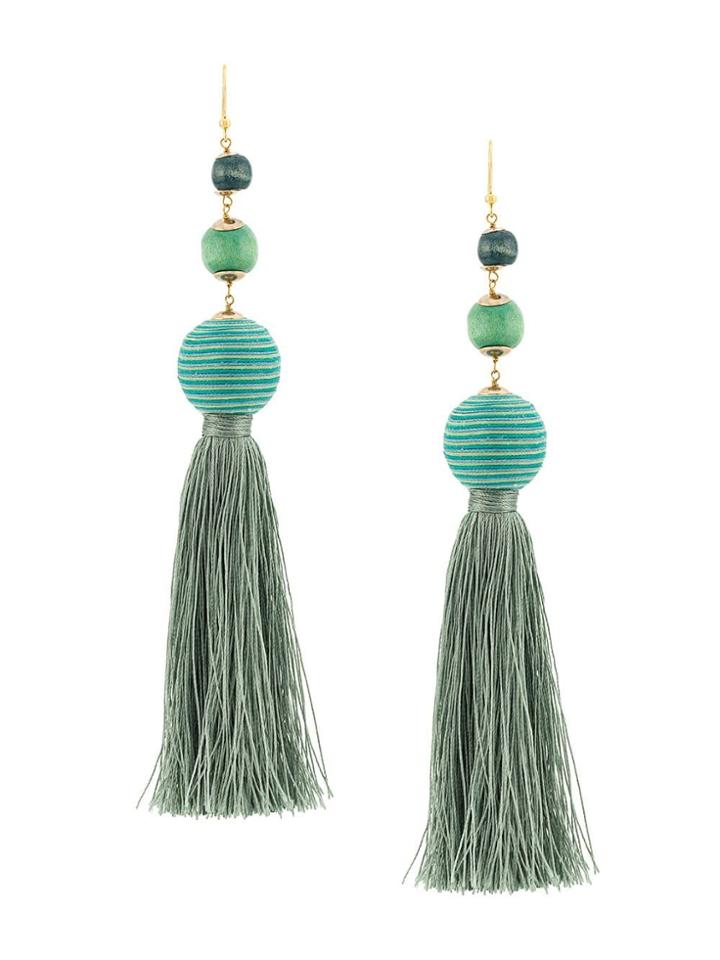Rosantica Colonia Bead Tassel Earrings - Green