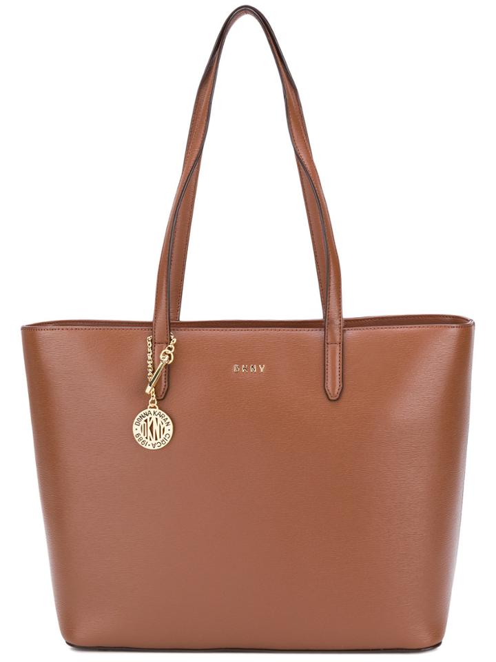 Dkny Logo Tote Bag - Brown