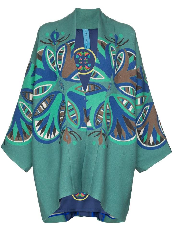 Rianna + Nina Agnes Print Wool Jacket - Green