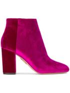 Aquazzura Pink Velvet Brooklyn 85 Boots - Pink & Purple