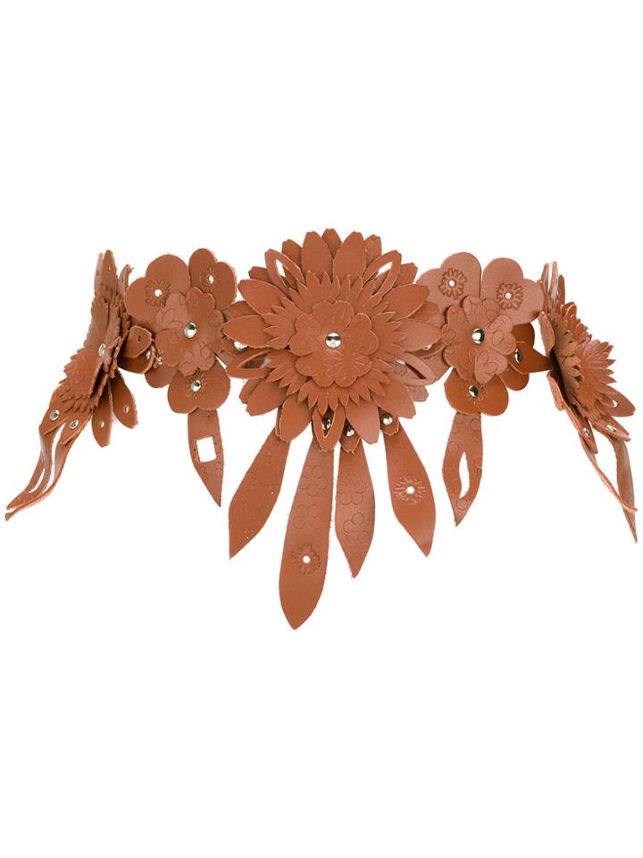 P.a.r.o.s.h. Floral Appliqué Belt - Brown
