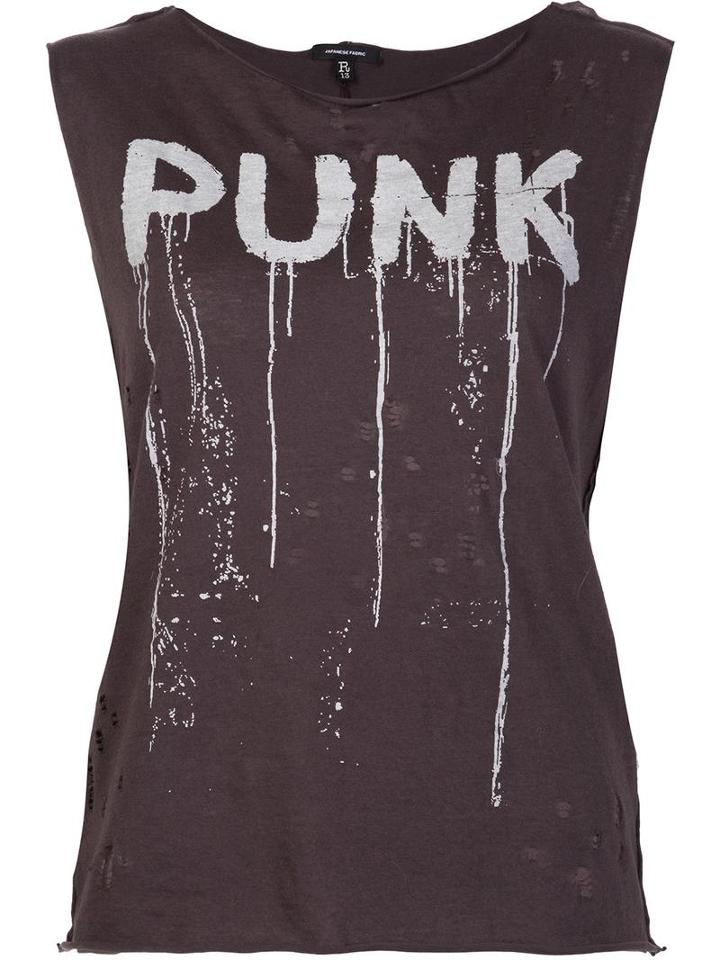 R13 'punk' Sleeveless Destroyed Shirt, Women's, Size: Medium, Grey, Cotton/cashmere