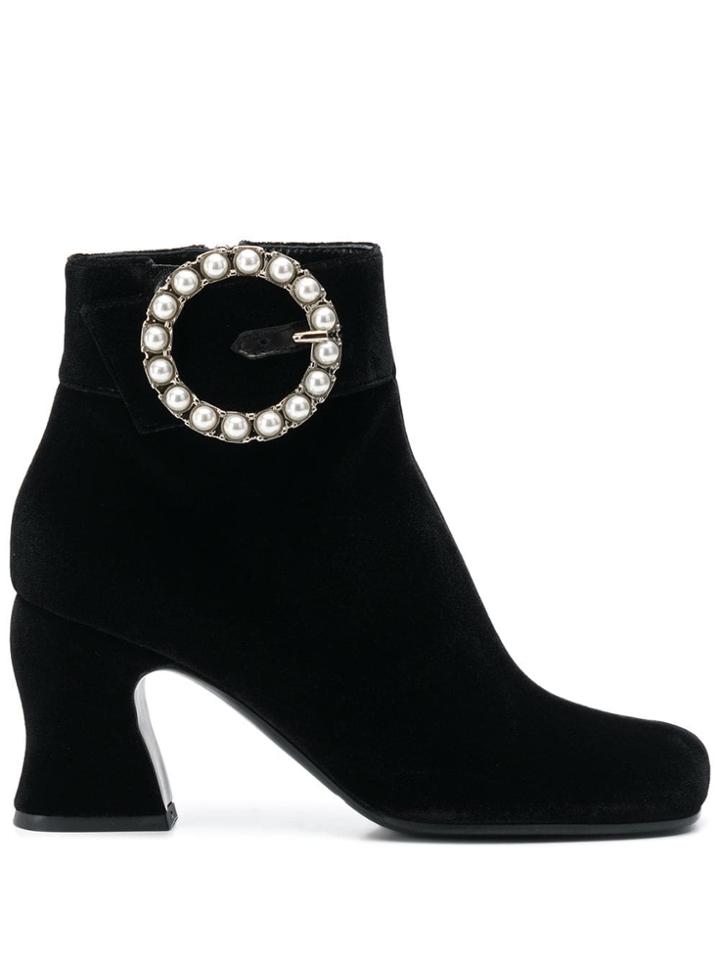 Mcq Alexander Mcqueen Kitty Bootye Velvet - Black