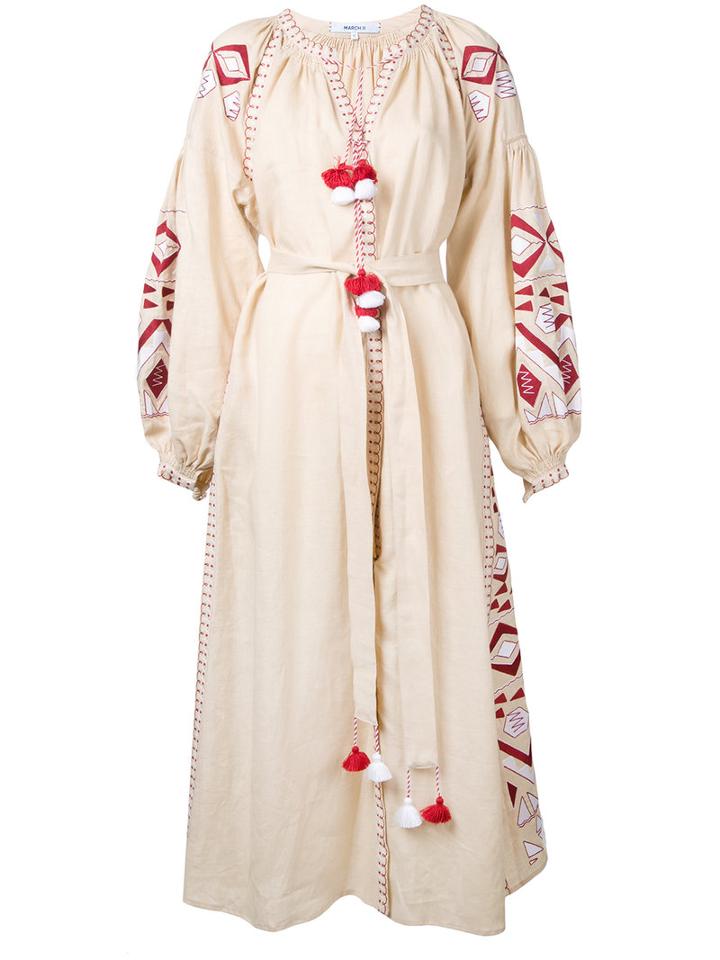 March 11 - 'flower Pixel' Dress - Women - Linen/flax - S, Nude/neutrals, Linen/flax