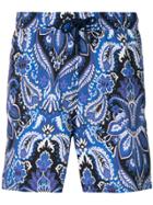 Etro Mixed Paisley Print Swim Shorts - Blue