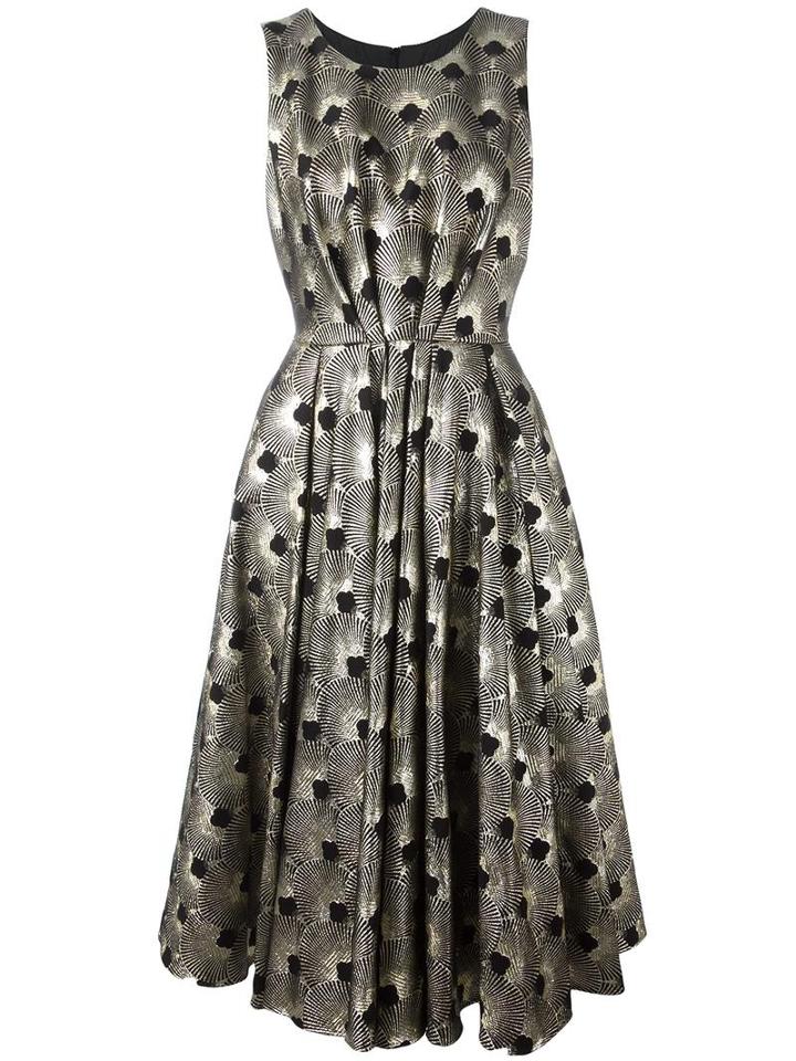 Ultràchic Metallic Fanned Print Dress, Women's, Size: 42, Black, Acrylic/polyester/wool/polyamide