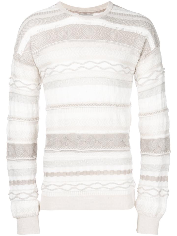 Laneus Striped Jumper - White