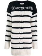 Semicouture Striped Sweater Dress - White