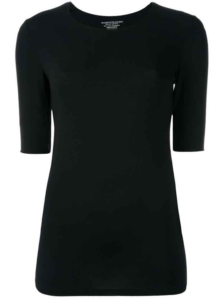 Majestic Filatures Round Neck T-shirt, Women's, Size: 3, Black, Spandex/elastane/viscose