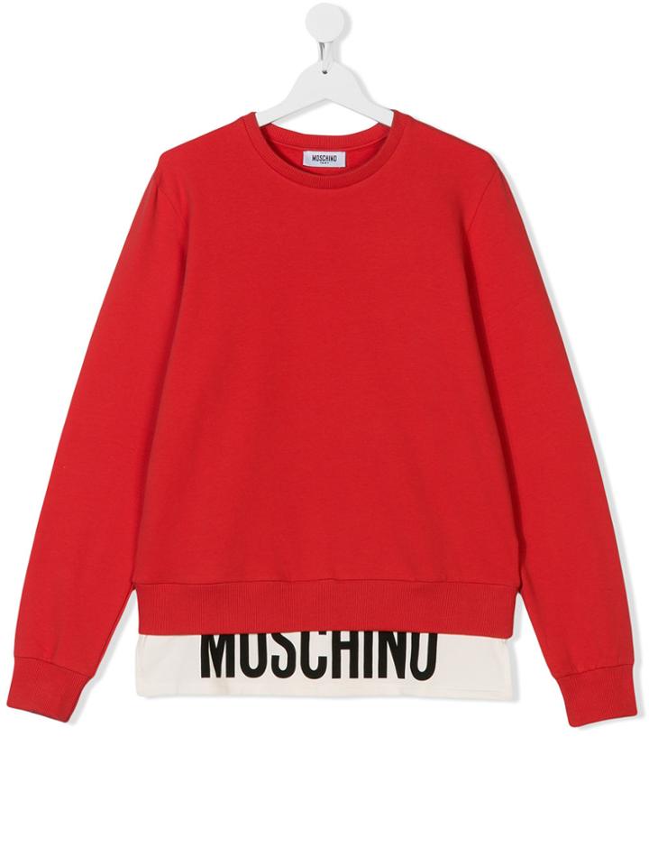 Moschino Kids Contrast Logo Layered Hem Sweatshirt