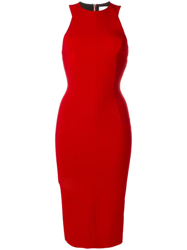 Victoria Beckham Fitted Cut Out Dress - Red