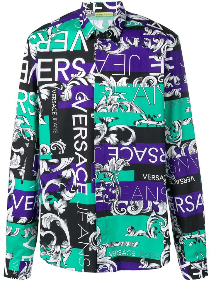Versace Jeans Baroque Logo Print Shirt - Purple