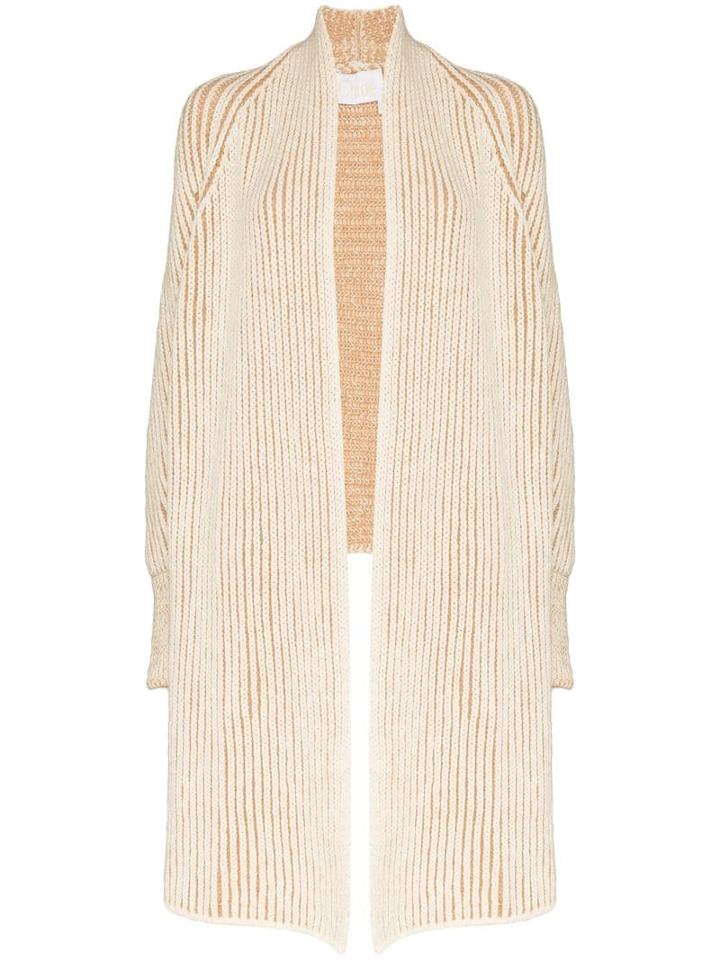Chloé Long Knit Scarf Cardigan - Neutrals