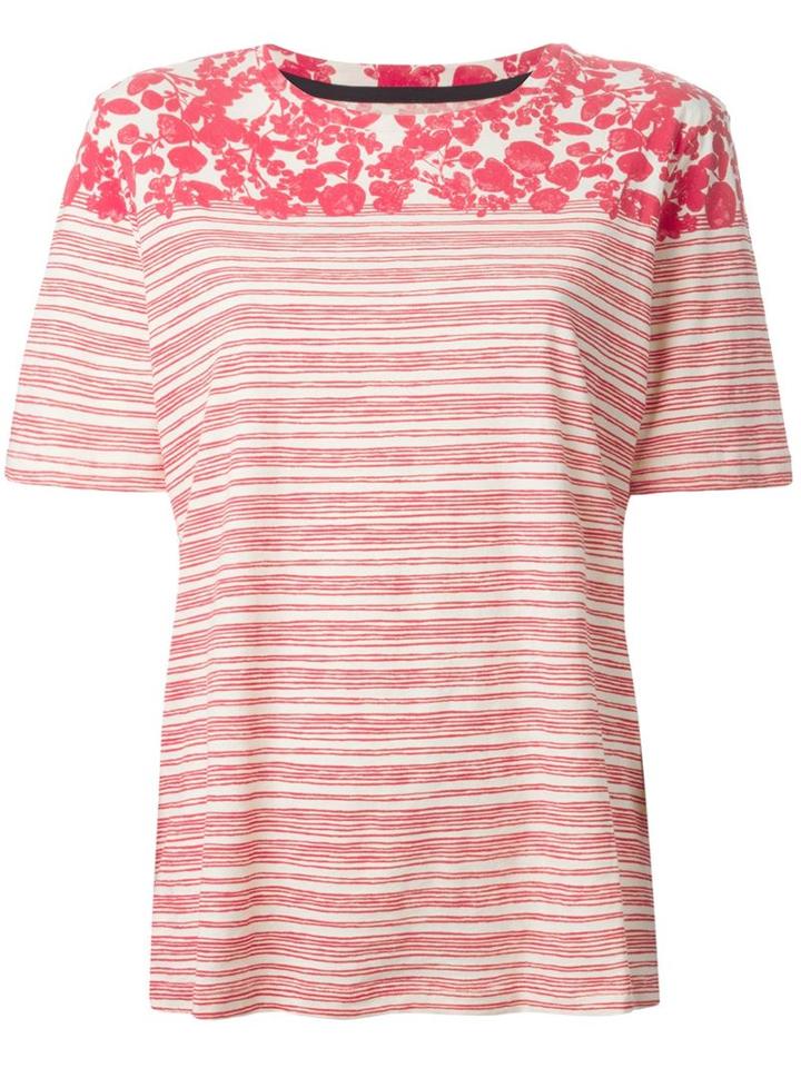 Tory Burch Striped Leaf Print T-shirt