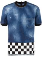 Dsquared2 - Checkerboard Hem Denim Top - Men - Cotton/elastodiene - 46, Blue, Cotton/elastodiene
