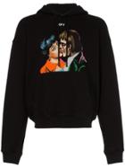 Off-white Kiss Print Cotton Hoodie - Black