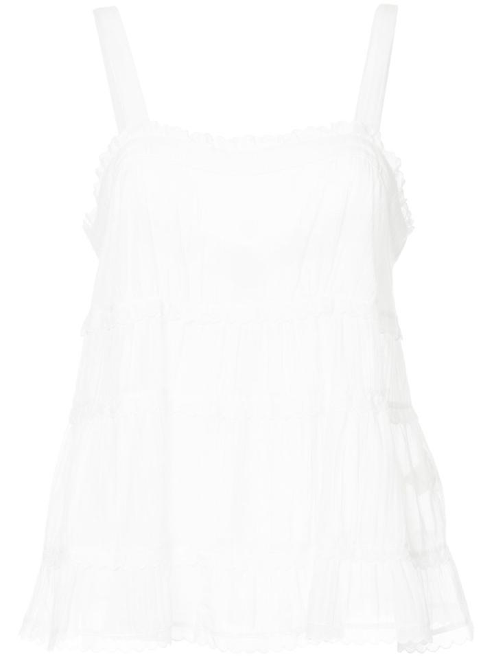 Lee Mathews Carly Sheer Muslin Cami Top - White