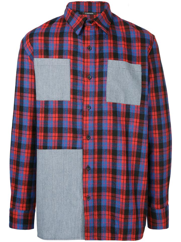 3.paradis Checked Patch Shirt - Red