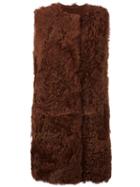 Yves Salomon Long Fuzzy Gilet, Women's, Size: 38, Brown, Lamb Fur/lamb Skin