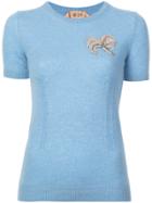 No21 Embellished Short-sleeve Sweater - Blue