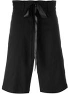 Nicopanda Ribbon Detail Panelled Shorts, Women's, Size: 24, Black, Cotton