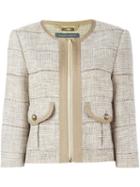 Alberta Ferretti Tweed Jacket, Women's, Size: 42, Nude/neutrals, Cotton/linen/flax/acrylic/rayon