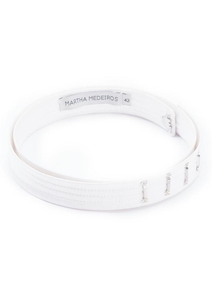 Martha Medeiros Satin Belt, Women's, Size: 40, White, Satin