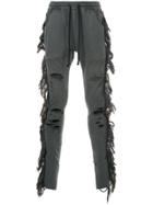 Alchemist Fringed And Distressed Track Pants - Grey