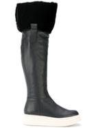 Paloma Barceló Faux Fur Trim Platform Boots - Black