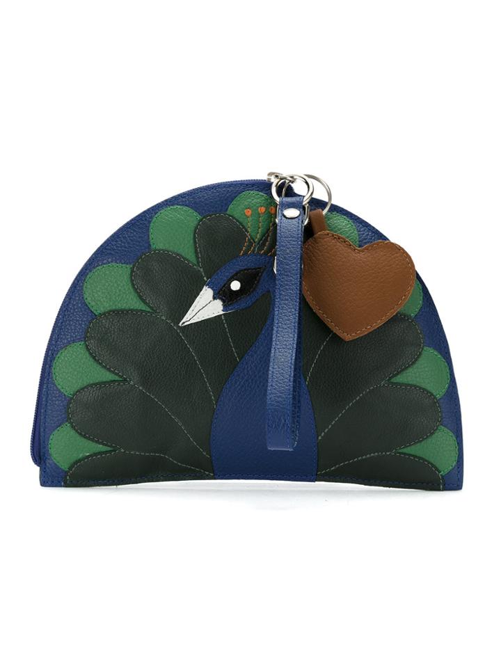 Sarah Chofakian Pavão Embroidered Clutch - Blue