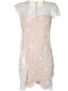Nedret Taciroglu Couture Embellished Scallop Hem Dress, Women's, Size: 38, White, Silk