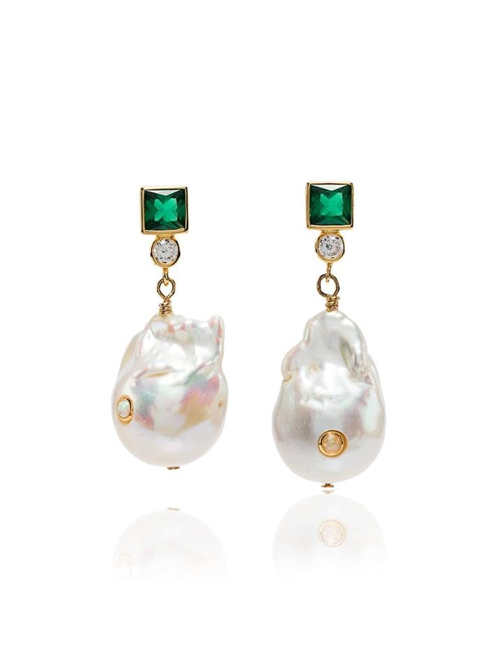 Anni Lu Green And White Pearl Agate Earrings