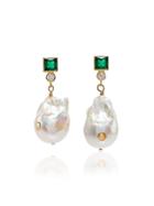 Anni Lu Green And White Pearl Agate Earrings