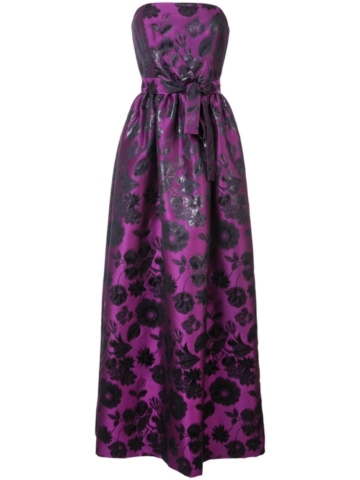 Carolina Herrera Floral Sheen Jacquard Gown - Pink & Purple