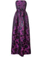 Carolina Herrera Floral Sheen Jacquard Gown - Pink & Purple