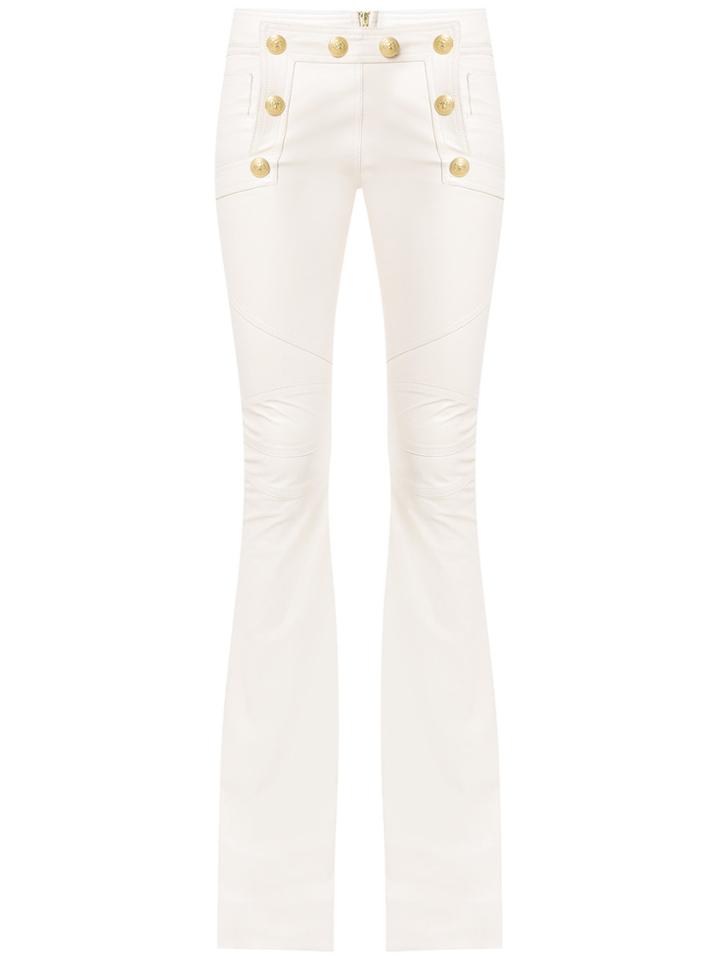 Andrea Bogosian Flared Leather Trousers - White