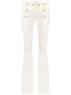 Andrea Bogosian Flared Leather Trousers - White