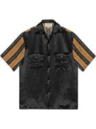 Gucci Bi-material Printed Bowling Shirt - Black