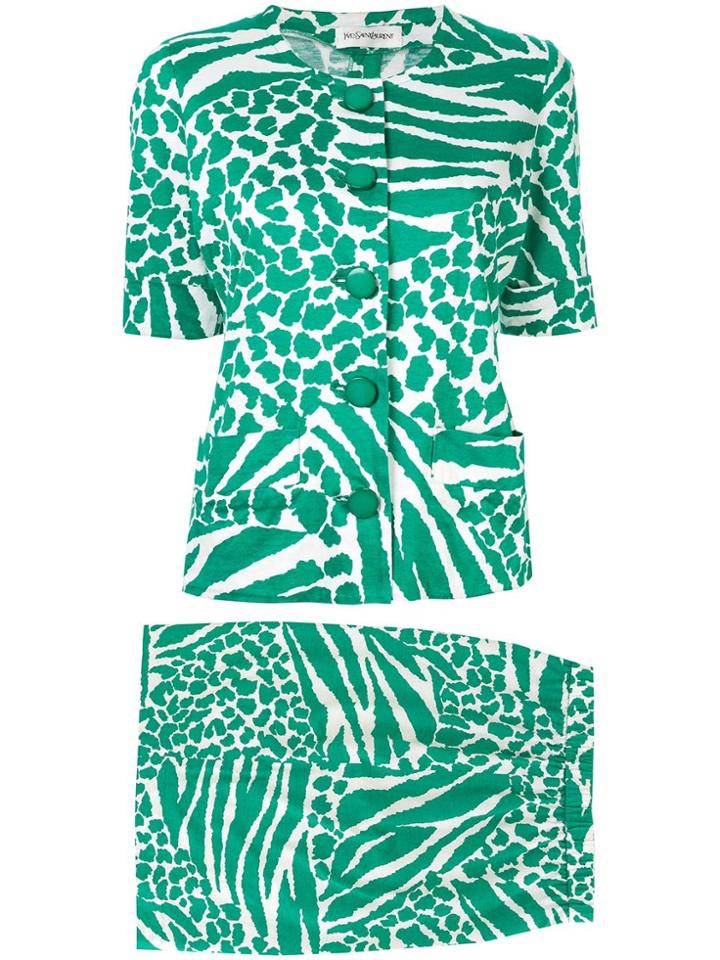 Yves Saint Laurent Vintage Zebra Pattern Set-up Suit - Green