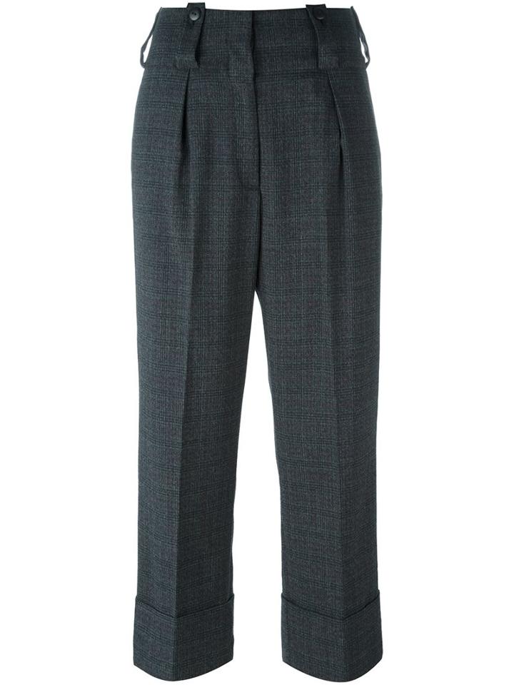 I'm Isola Marras Glencheck Cuffed Pants, Women's, Size: 42, Grey, Cotton/polyester/viscose/spandex/elastane