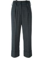I'm Isola Marras Glencheck Cuffed Pants, Women's, Size: 42, Grey, Cotton/polyester/viscose/spandex/elastane