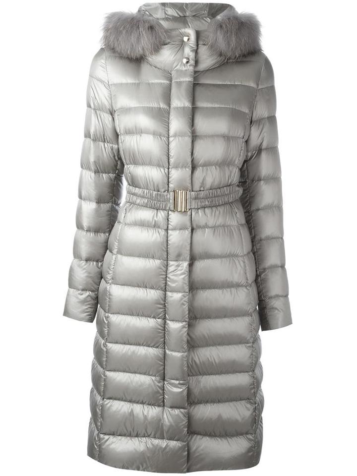 Herno 'ultralight' Fur Trim Coat, Women's, Size: 42, Grey, Feather Down/racoon Fur/polyimide