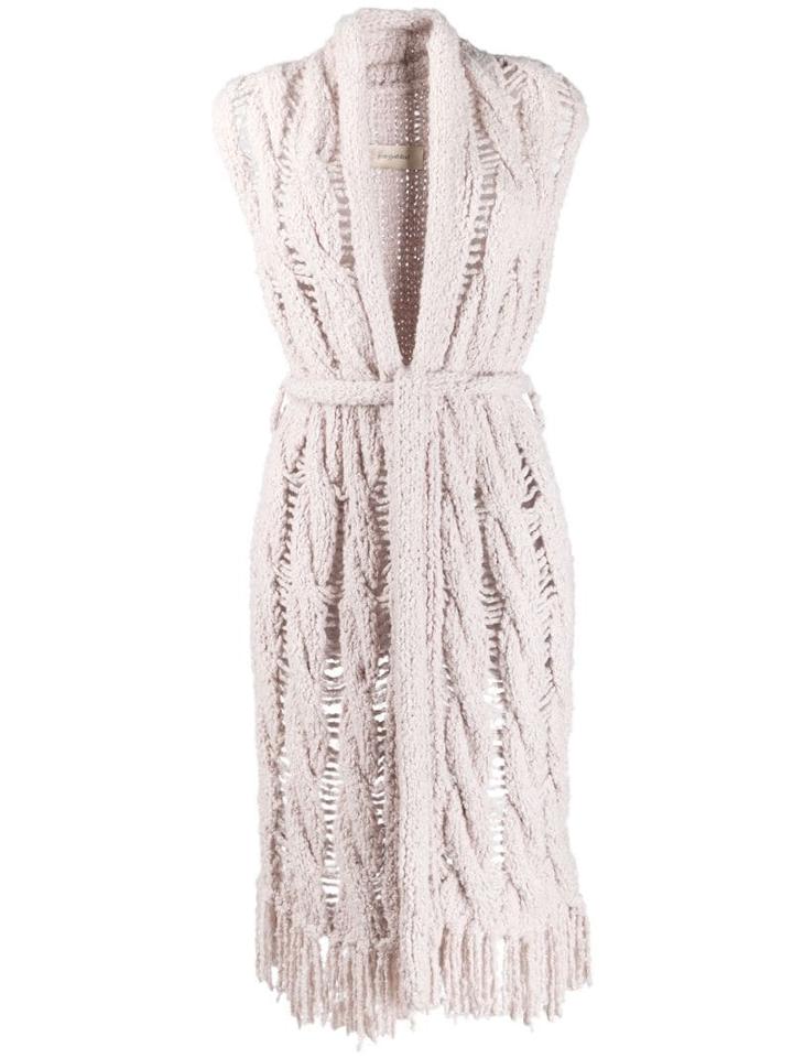 Gentry Portofino Distressed Knit Sleeveless Cardigan - Neutrals