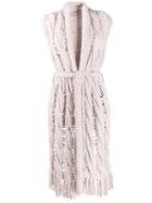 Gentry Portofino Distressed Knit Sleeveless Cardigan - Neutrals