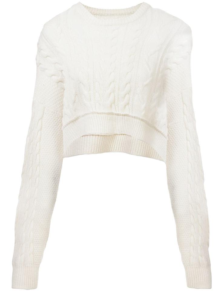 Re/done Cable Knit Cropped Jumper - White