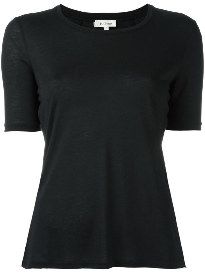 Toteme Plain T-shirt, Women's, Size: Xs, Black, Modal/cashmere